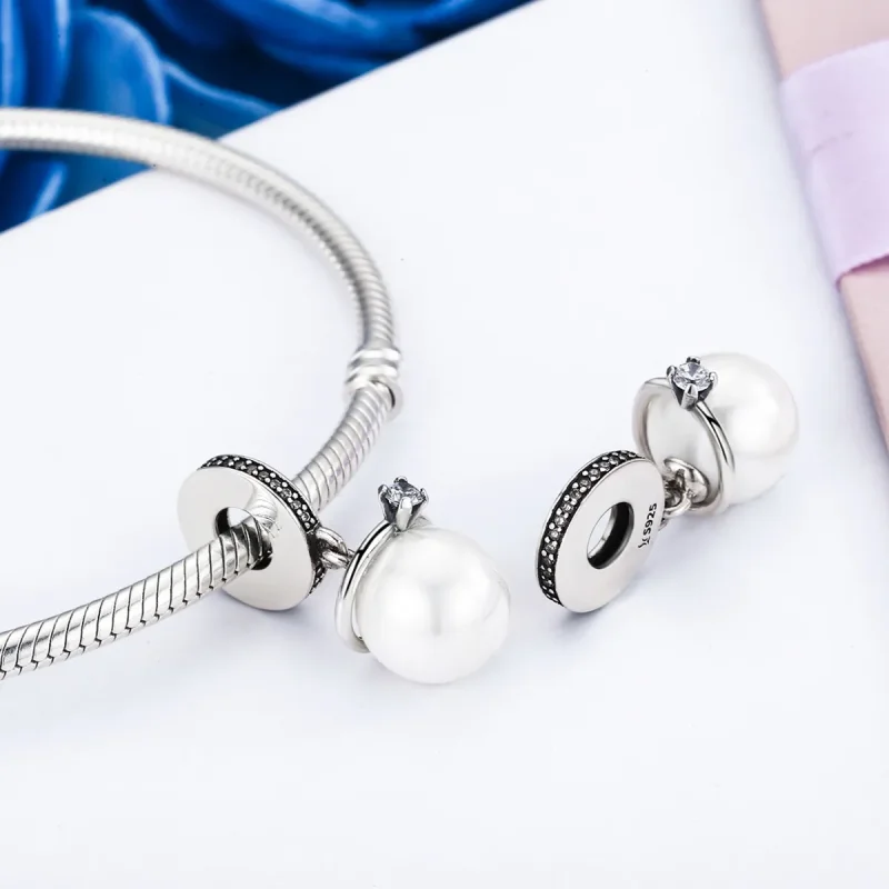 (image for) Pandora Style Silver Elegant Pearls Dangle - SCC137 - View 4