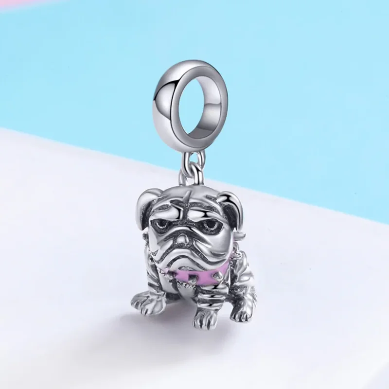 (image for) Pandora Style Silver English Bulldogs Dangle - SCC552 - View 3