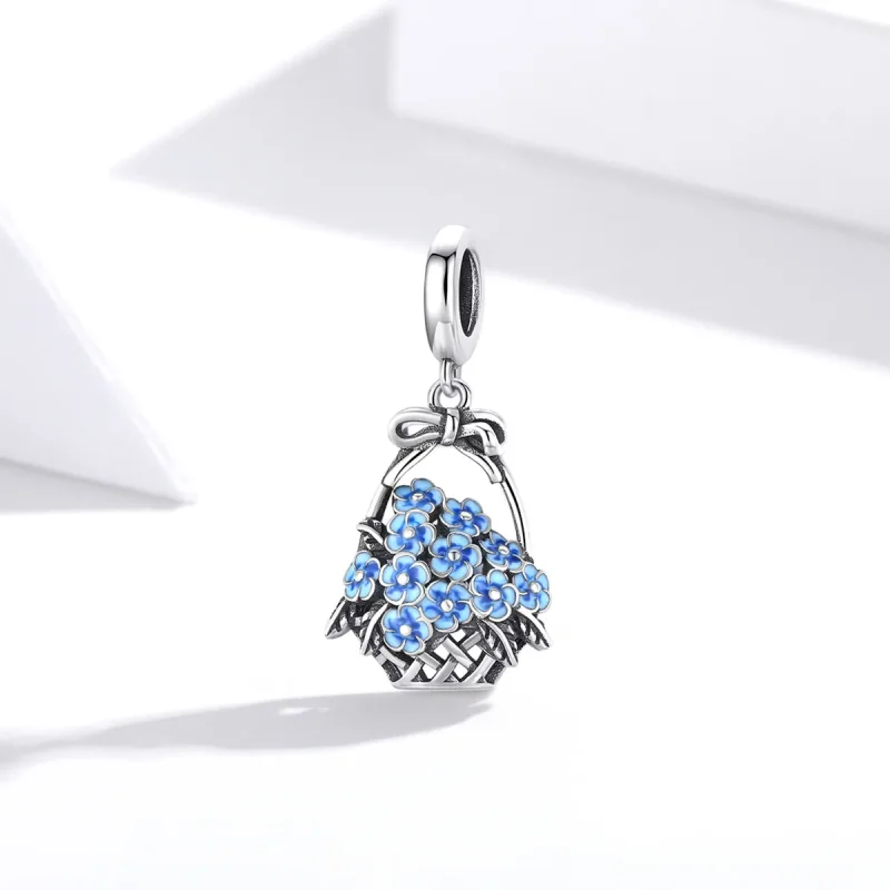 (image for) Pandora Style Silver Flower Basket Dangle - SCC1717 - View 2