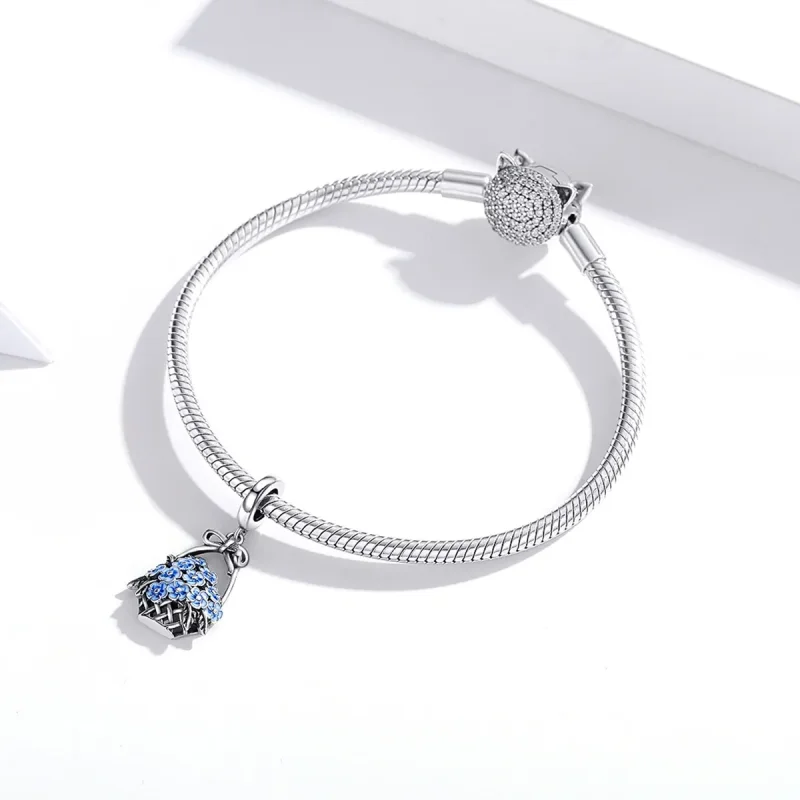 (image for) Pandora Style Silver Flower Basket Dangle - SCC1717 - View 3