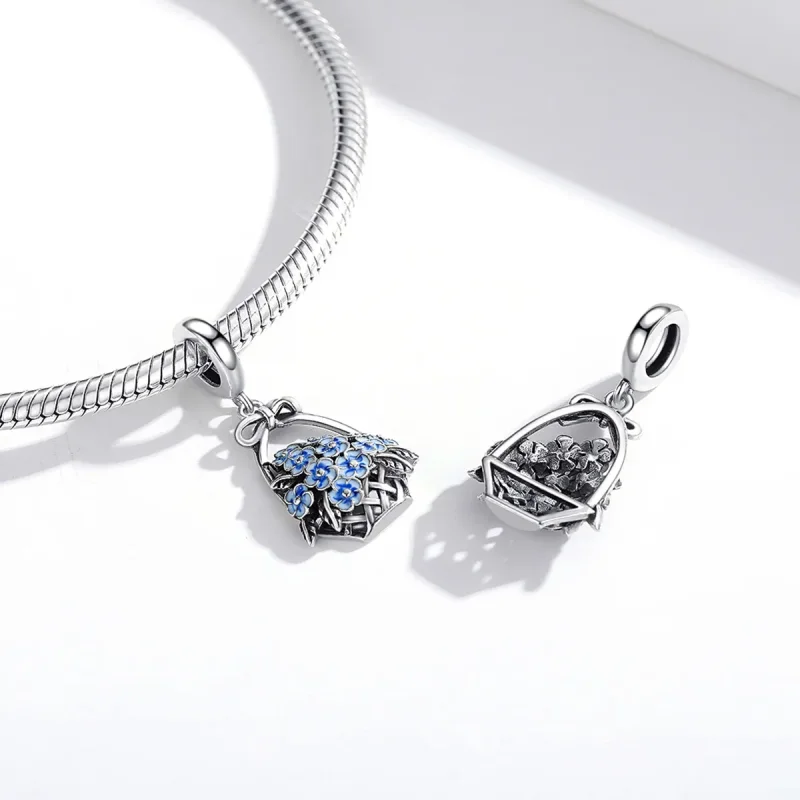 (image for) Pandora Style Silver Flower Basket Dangle - SCC1717 - View 4