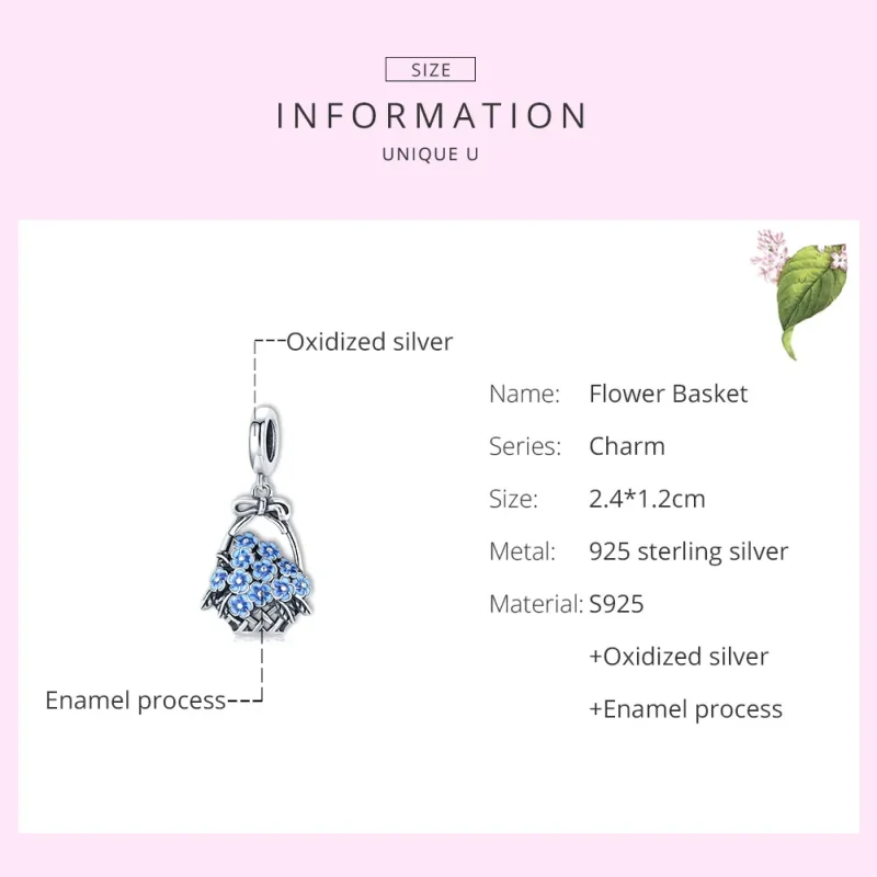 (image for) Pandora Style Silver Flower Basket Dangle - SCC1717 - View 6