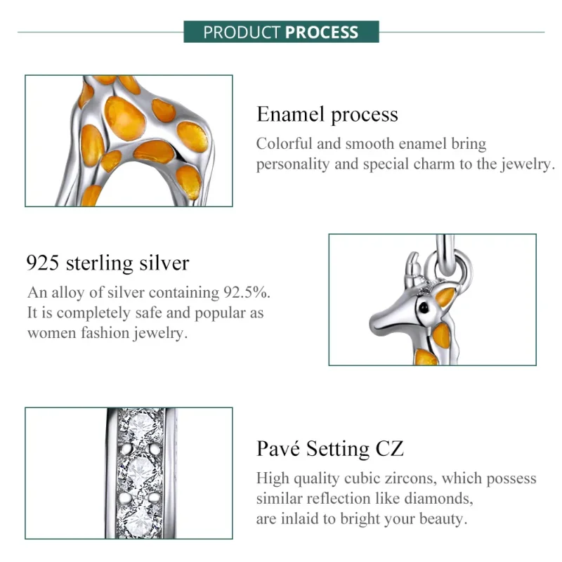 (image for) Pandora Style Silver Giraffe Dangle - BSC258 - View 7