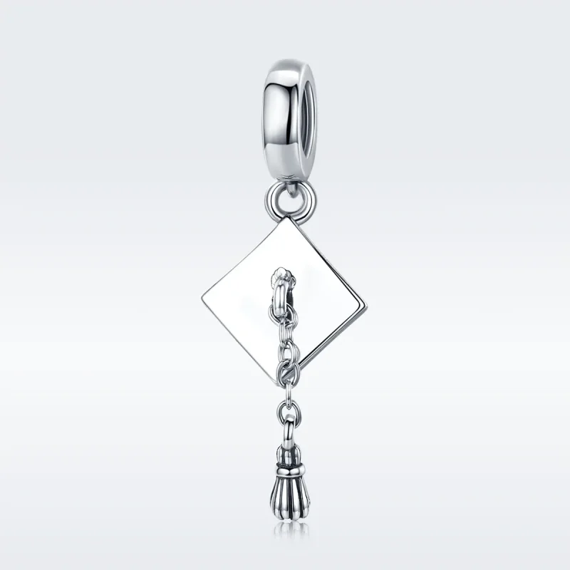 (image for) Pandora Style Silver Graduation Trencher Cap Dangle - SCC459 - View 2