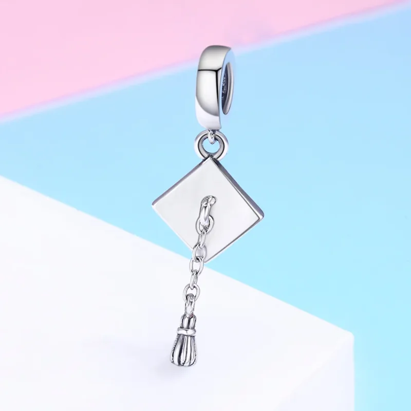 (image for) Pandora Style Silver Graduation Trencher Cap Dangle - SCC459 - View 3