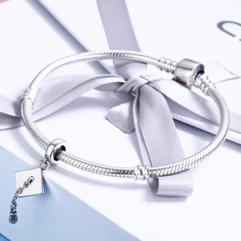 (image for) Pandora Style Silver Graduation Trencher Cap Dangle - SCC459 - View 4