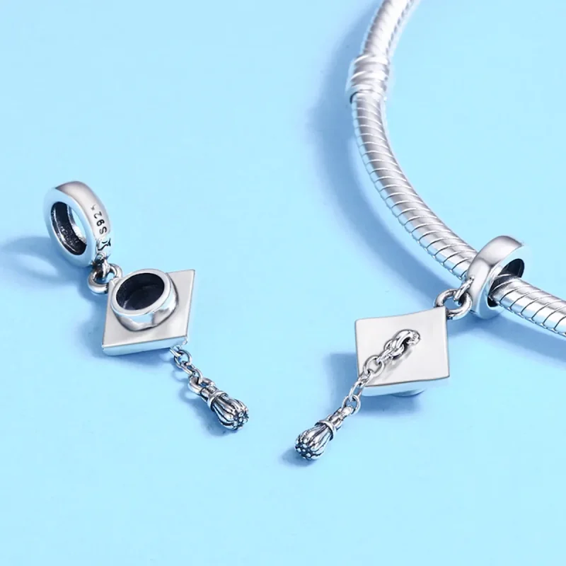 (image for) Pandora Style Silver Graduation Trencher Cap Dangle - SCC459 - View 5