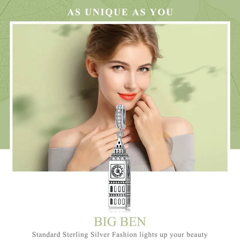 (image for) Pandora Style Silver Great Britain Big Ben Dangle - SCC868 - View 6