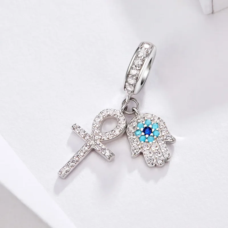 (image for) Pandora Style Silver Hand of Fatima Dangle - BSC084 - View 2