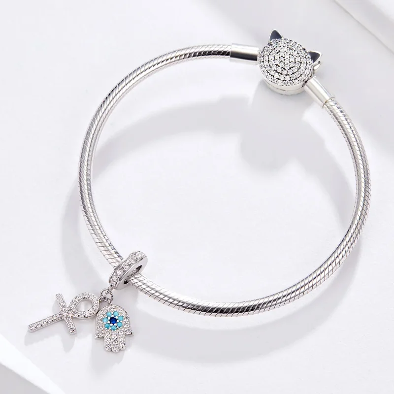 (image for) Pandora Style Silver Hand of Fatima Dangle - BSC084 - View 3