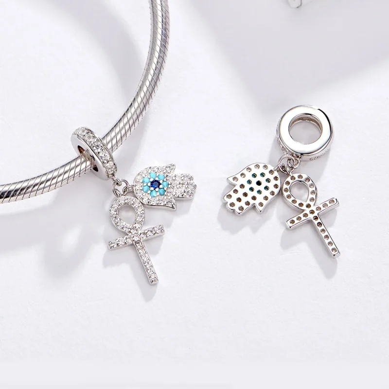 (image for) Pandora Style Silver Hand of Fatima Dangle - BSC084 - View 4