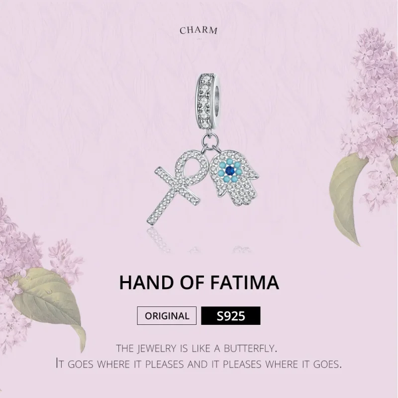 (image for) Pandora Style Silver Hand of Fatima Dangle - BSC084 - View 6