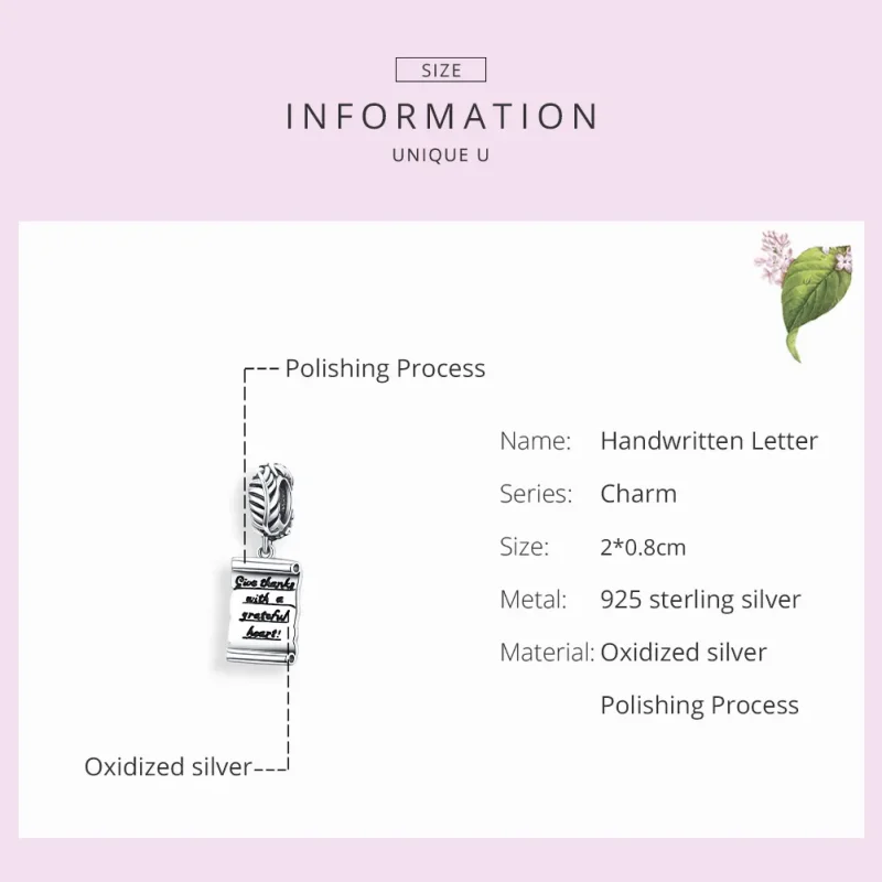(image for) Pandora Style Silver Handwritten Letter Dangle - SCC1605 - View 7