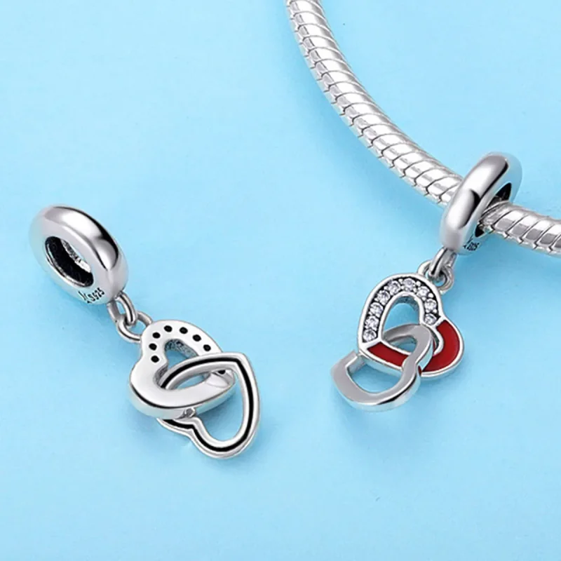 (image for) Pandora Style Silver Heart to Heart Dangle - SCC735 - View 2