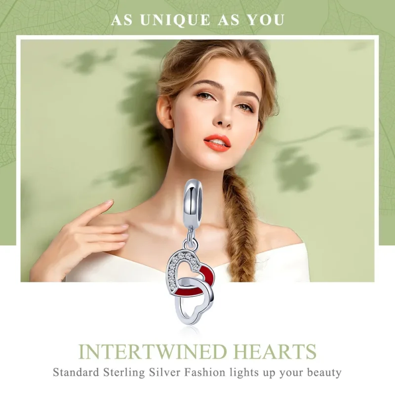 (image for) Pandora Style Silver Heart to Heart Dangle - SCC735 - View 6