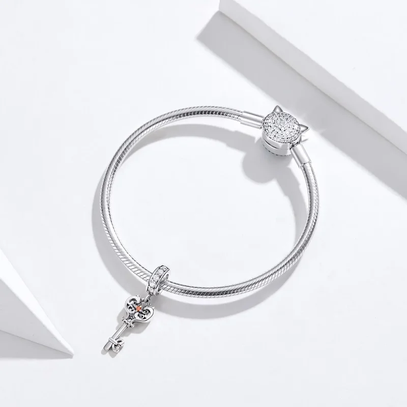 (image for) Pandora Style Silver Heartslock Dangle - BSC092 - View 3