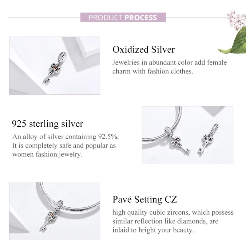 (image for) Pandora Style Silver Heartslock Dangle - BSC092 - View 7