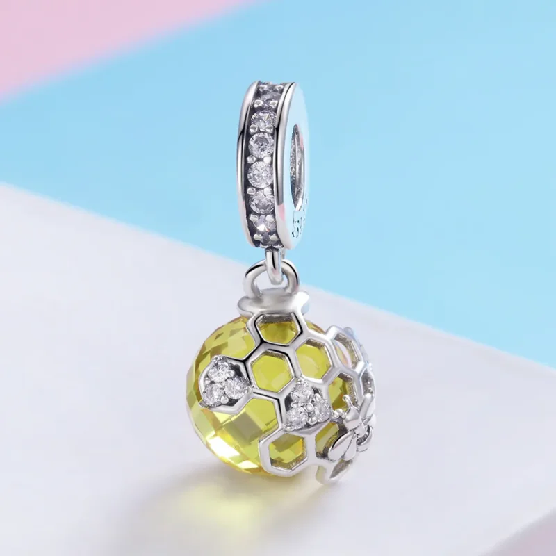 (image for) Pandora Style Silver Honeycomb Dangle - SCC879 - View 2