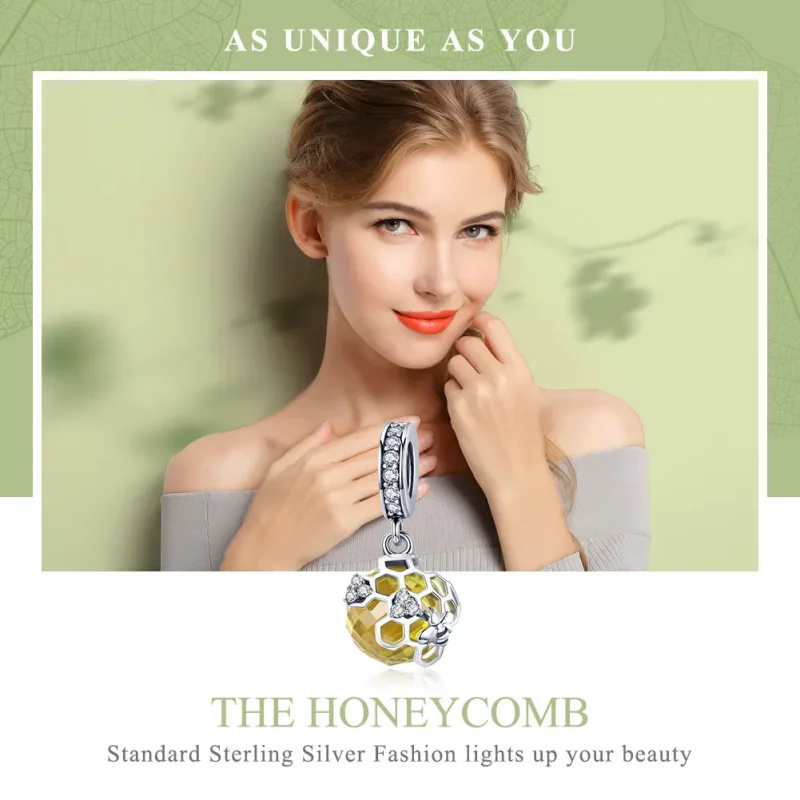 (image for) Pandora Style Silver Honeycomb Dangle - SCC879 - View 6