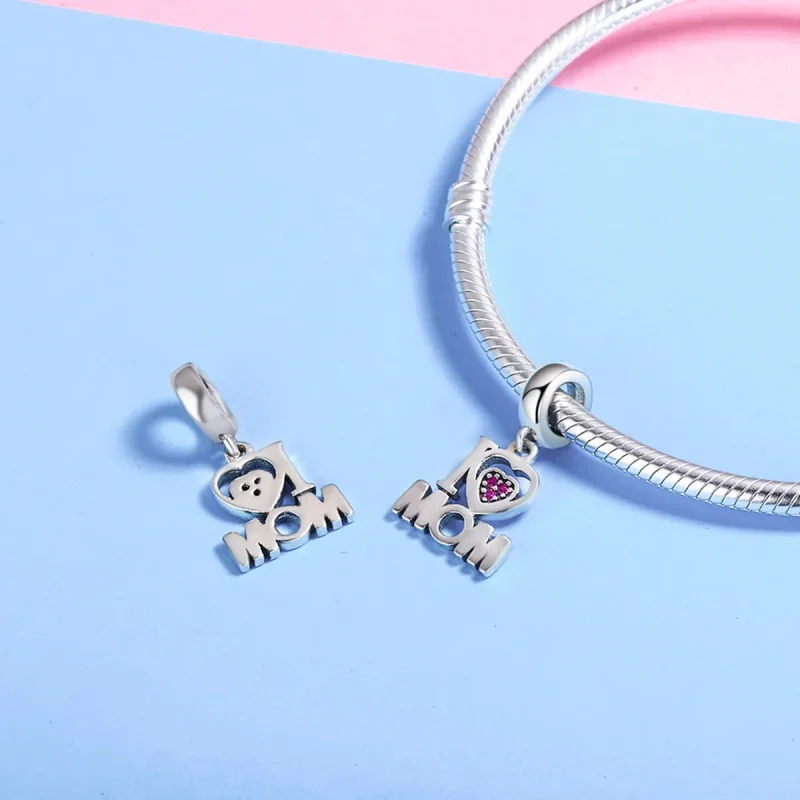 (image for) Pandora Style Silver I Love Mom Dangle - SCC420 - View 6