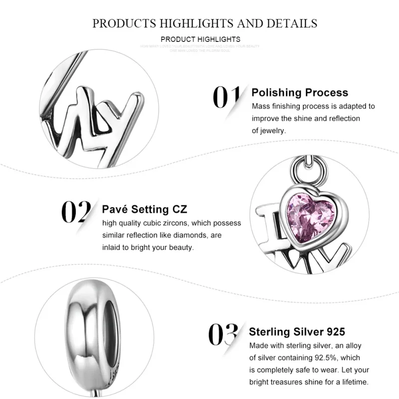 (image for) Pandora Style Silver I Love My Family Dangle - SCC251 - View 7