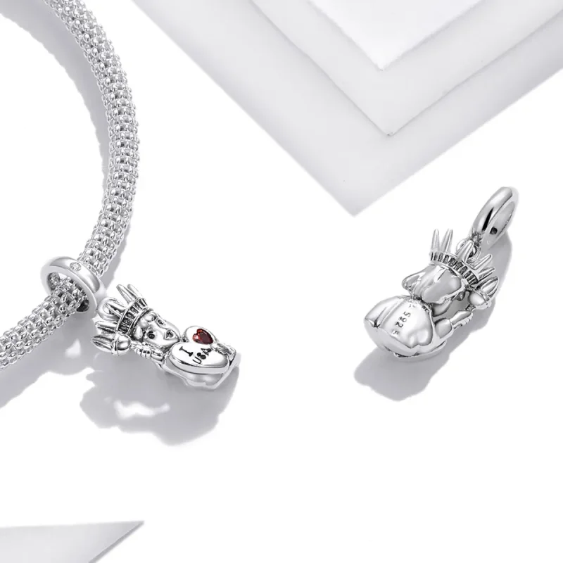 (image for) Pandora Style Silver I love USA Dangle - SCC1883 - View 4