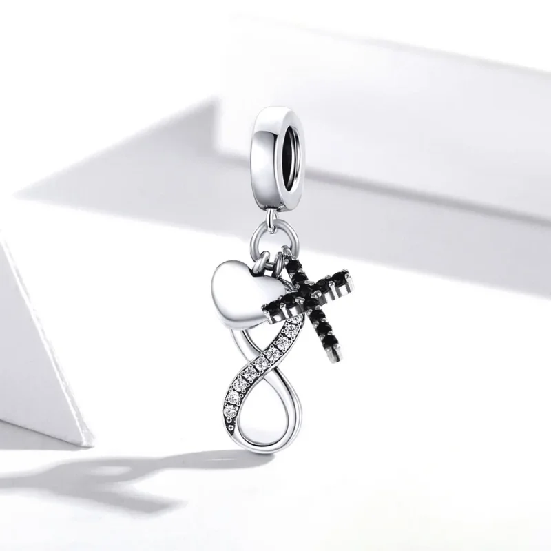(image for) Pandora Style Silver Infinity Cross And Heart Dangle - SCC1713 - View 2