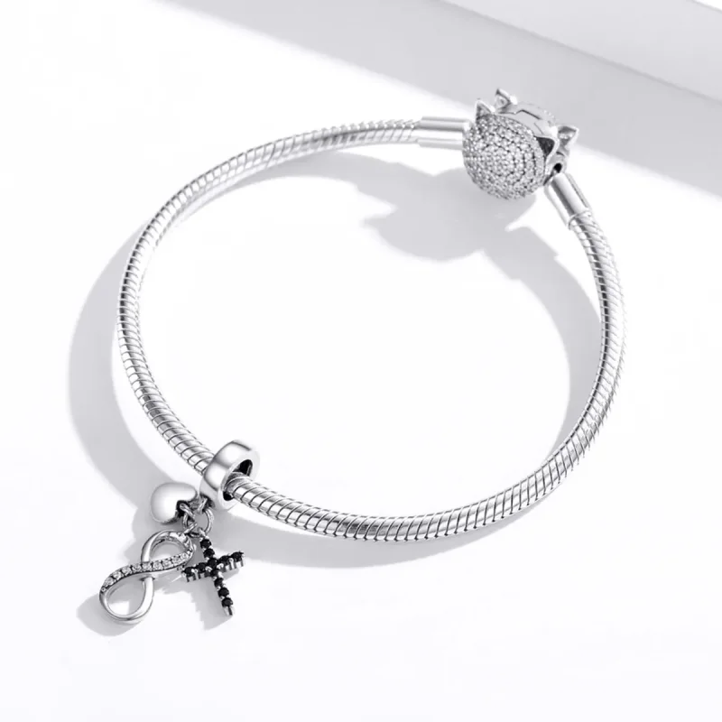 (image for) Pandora Style Silver Infinity Cross And Heart Dangle - SCC1713 - View 3