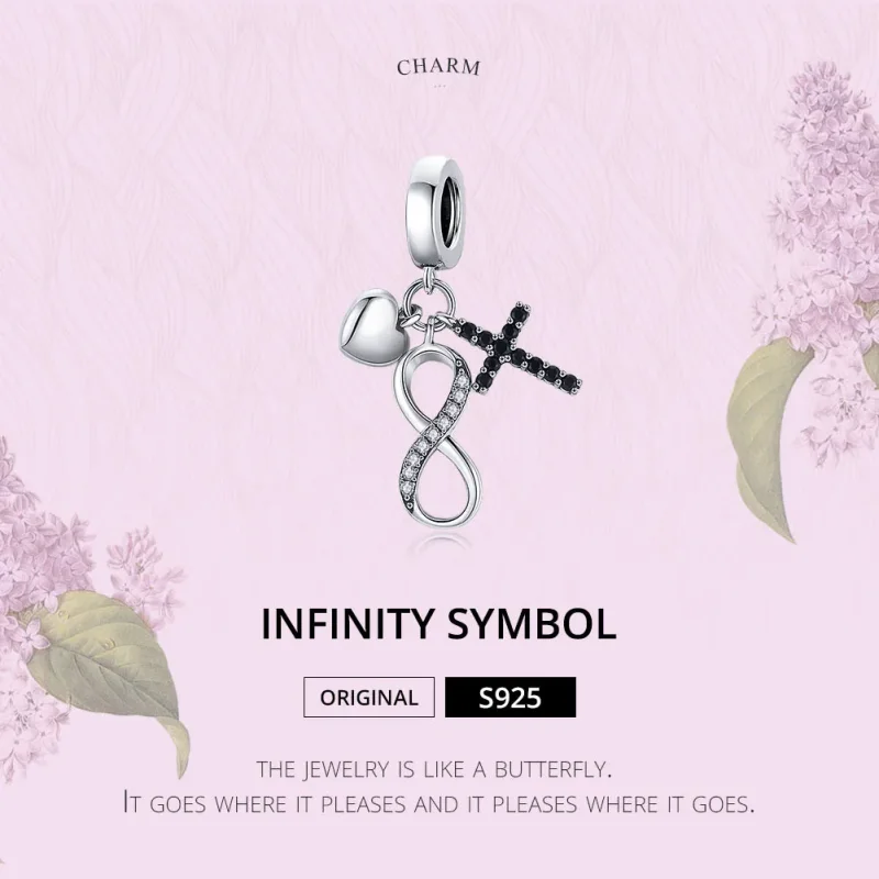 (image for) Pandora Style Silver Infinity Cross And Heart Dangle - SCC1713 - View 6
