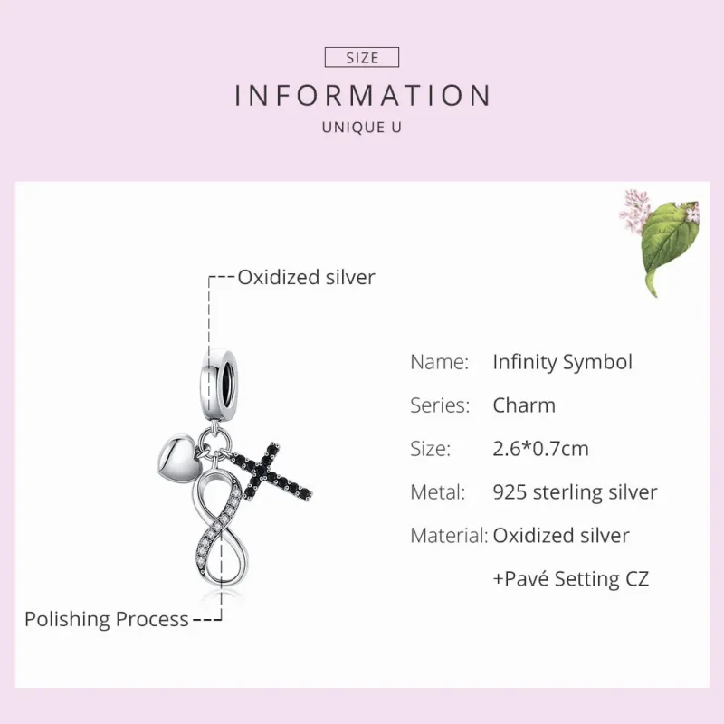 (image for) Pandora Style Silver Infinity Cross And Heart Dangle - SCC1713 - View 7