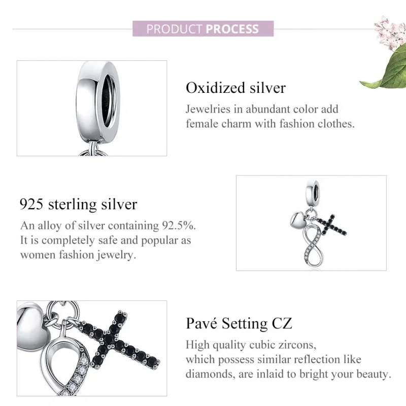 (image for) Pandora Style Silver Infinity Cross And Heart Dangle - SCC1713 - View 8