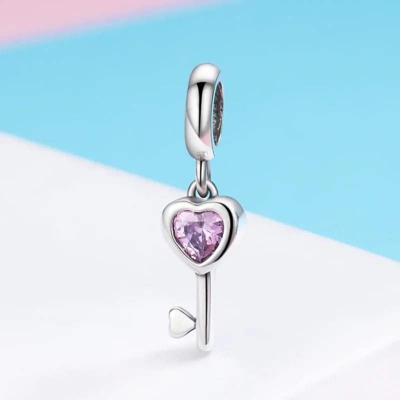 (image for) Pandora Style Silver Key of heart Dangle - SCC638 - View 5