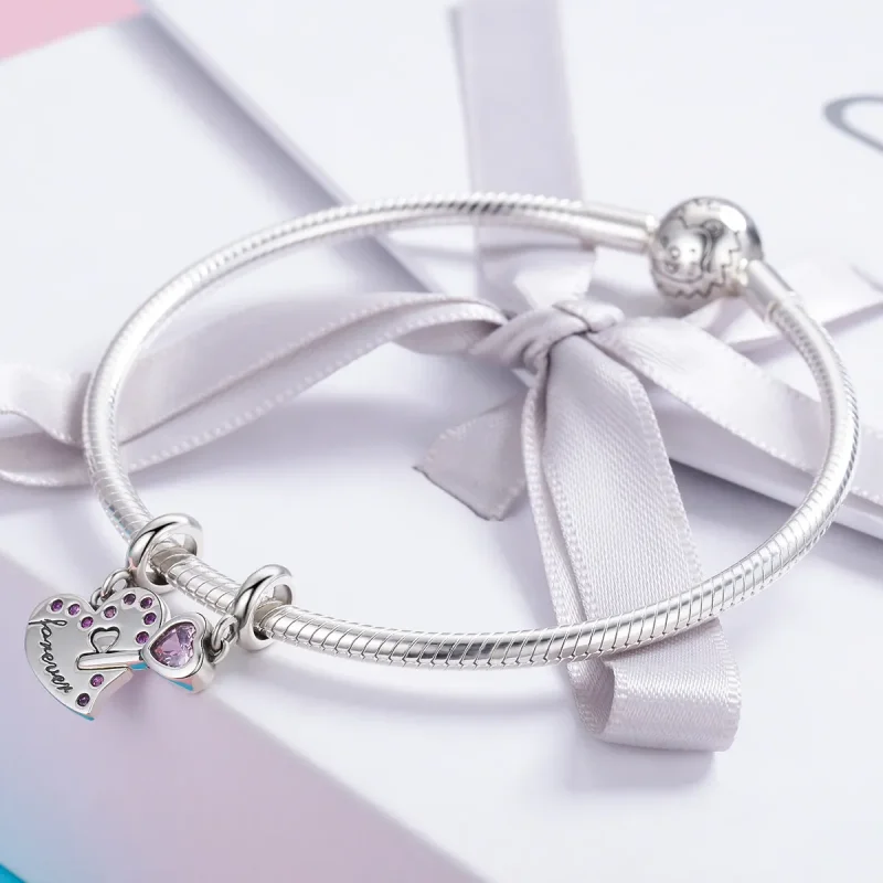 (image for) Pandora Style Silver Key of heart Dangle - SCC638 - View 6