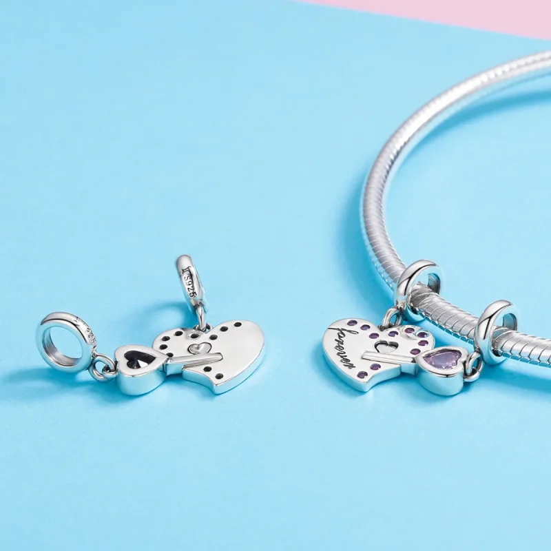 (image for) Pandora Style Silver Key of heart Dangle - SCC638 - View 7
