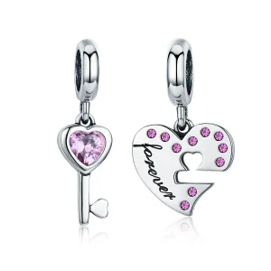 (image for) Pandora Style Silver Key of heart Dangle - SCC638