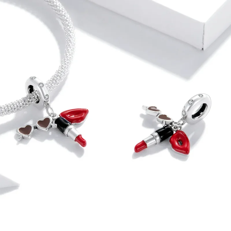 (image for) Pandora Style Silver Lipstick And Sunglasses Dangle - BSC346 - View 3