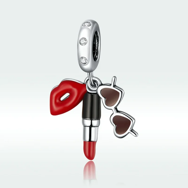 (image for) Pandora Style Silver Lipstick And Sunglasses Dangle - BSC346 - View 5