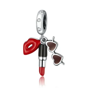(image for) Pandora Style Silver Lipstick And Sunglasses Dangle - BSC346