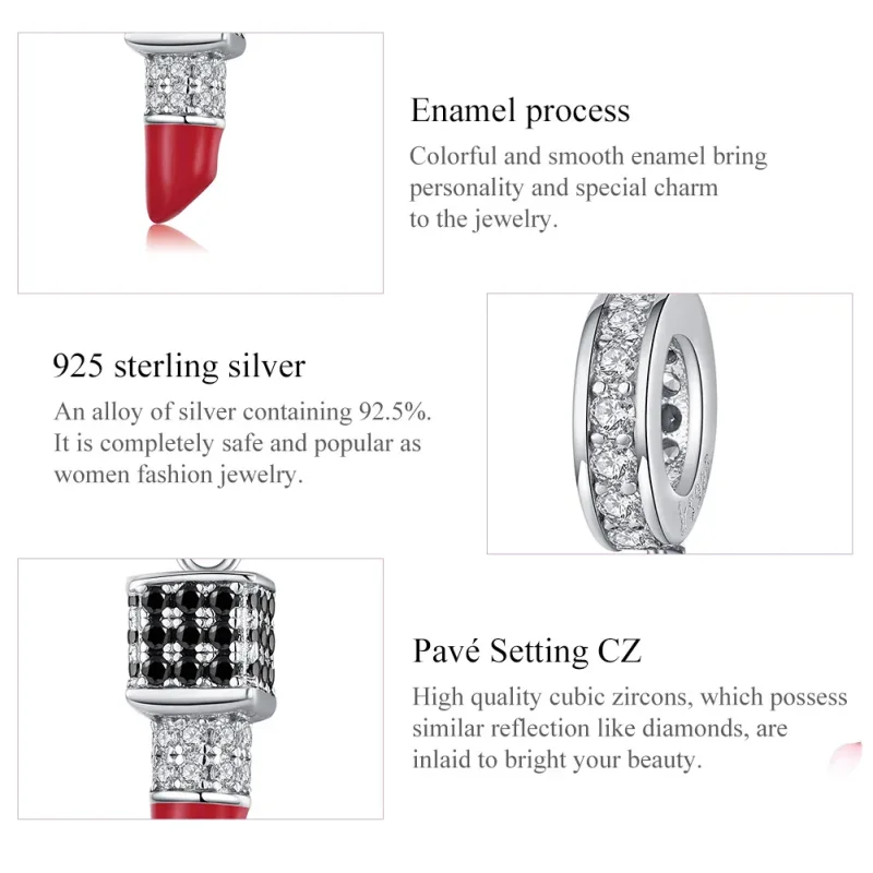 (image for) Pandora Style Silver Lipstick Dangle - SCC1392 - View 5
