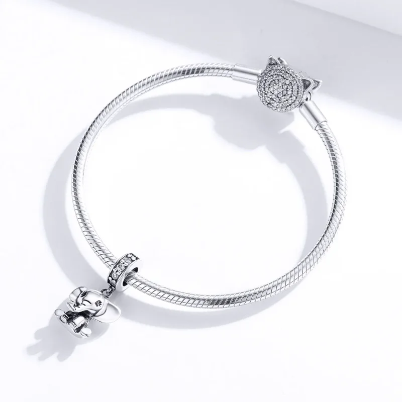 (image for) Pandora Style Silver Little Elephant Dangle - SCC1338 - View 3