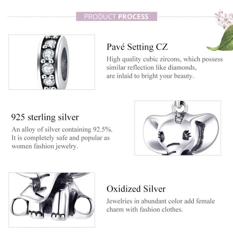 (image for) Pandora Style Silver Little Elephant Dangle - SCC1338 - View 8