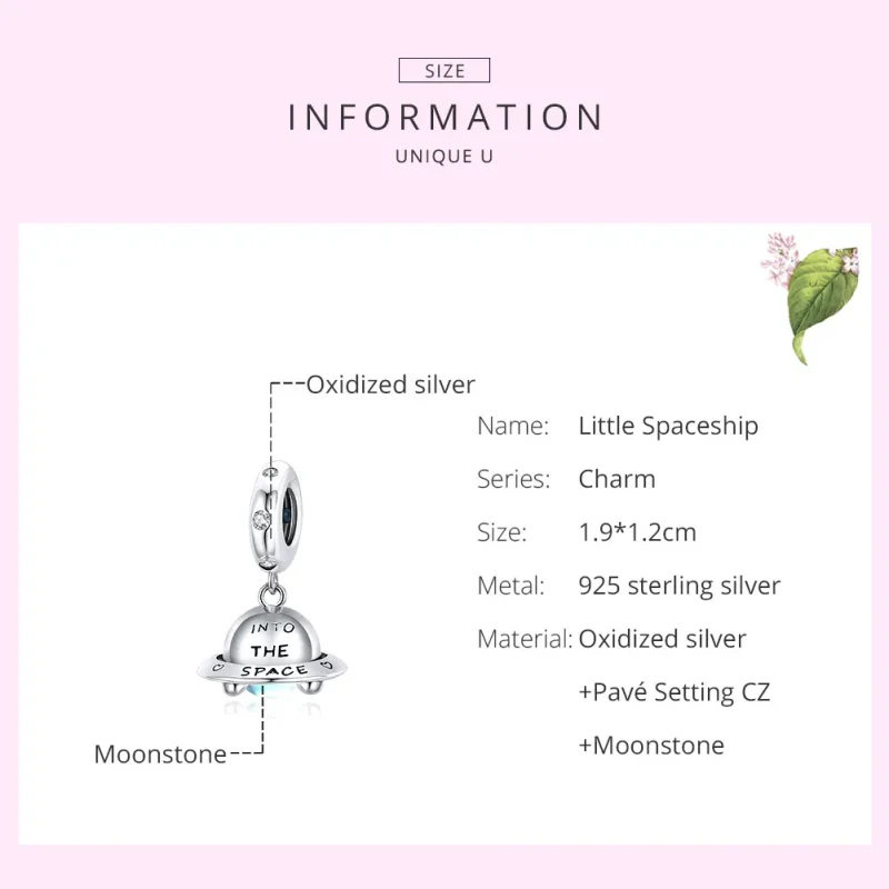 (image for) Pandora Style Silver Little Spaceship Dangle - SCC1696 - View 7
