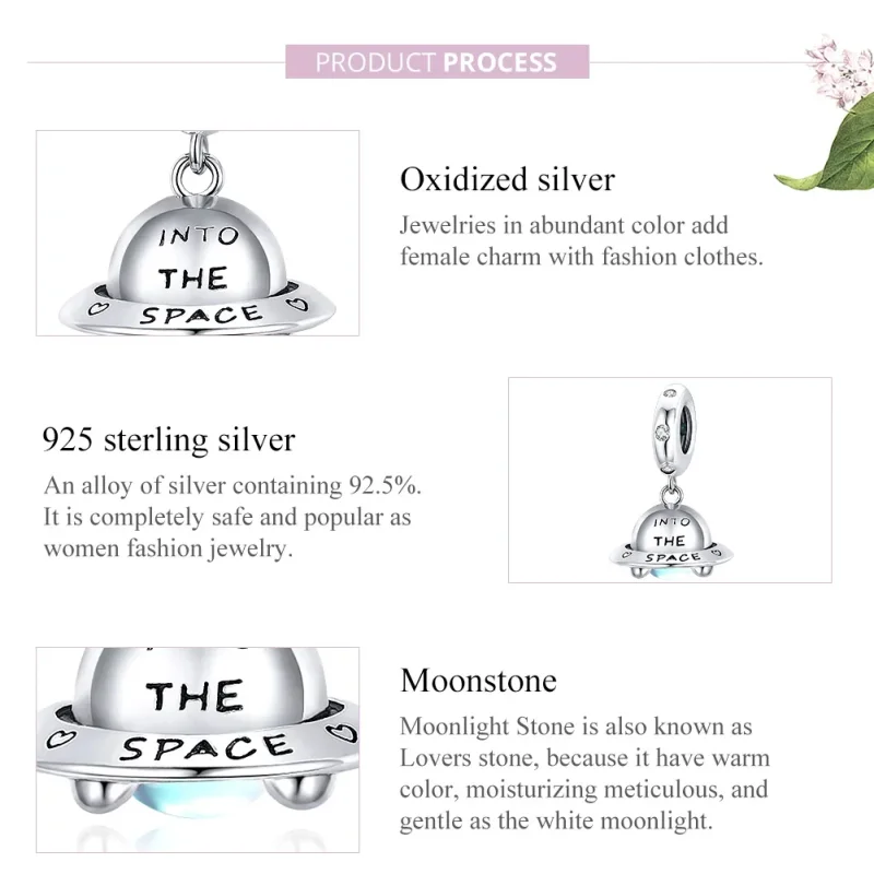 (image for) Pandora Style Silver Little Spaceship Dangle - SCC1696 - View 8