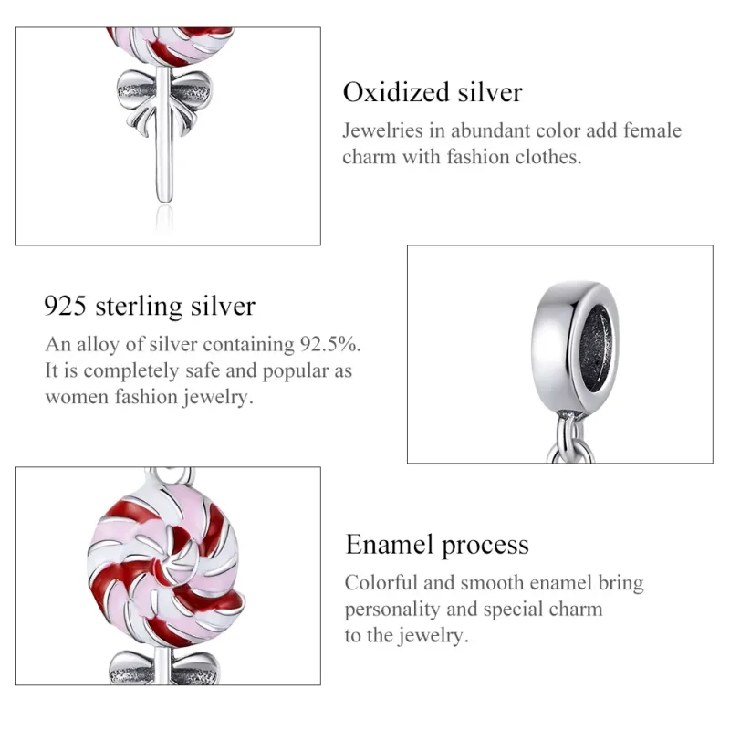 (image for) Pandora Style Silver Lollipop Dangle - SCC1491 - View 7