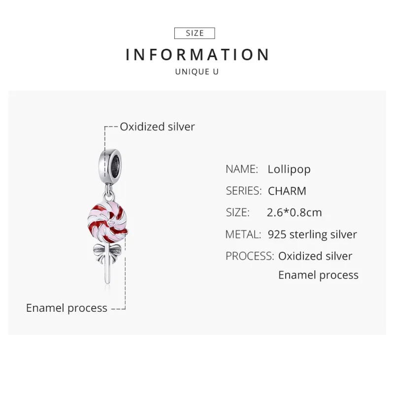 (image for) Pandora Style Silver Lollipop Dangle - SCC1491 - View 8