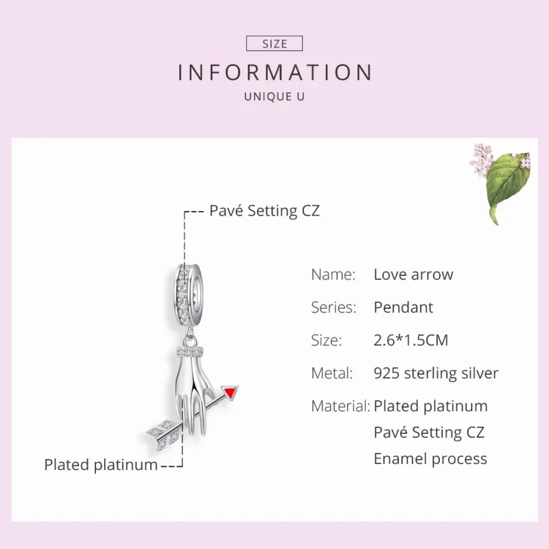 (image for) Pandora Style Silver Love Arrow Dangle - SCC1375 - View 7