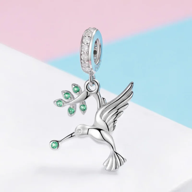 (image for) Pandora Style Silver Lovely Flying Birds Dangle - SCC982 - View 2