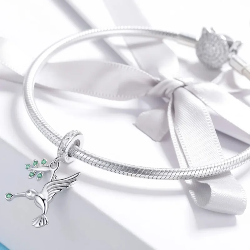 (image for) Pandora Style Silver Lovely Flying Birds Dangle - SCC982 - View 3