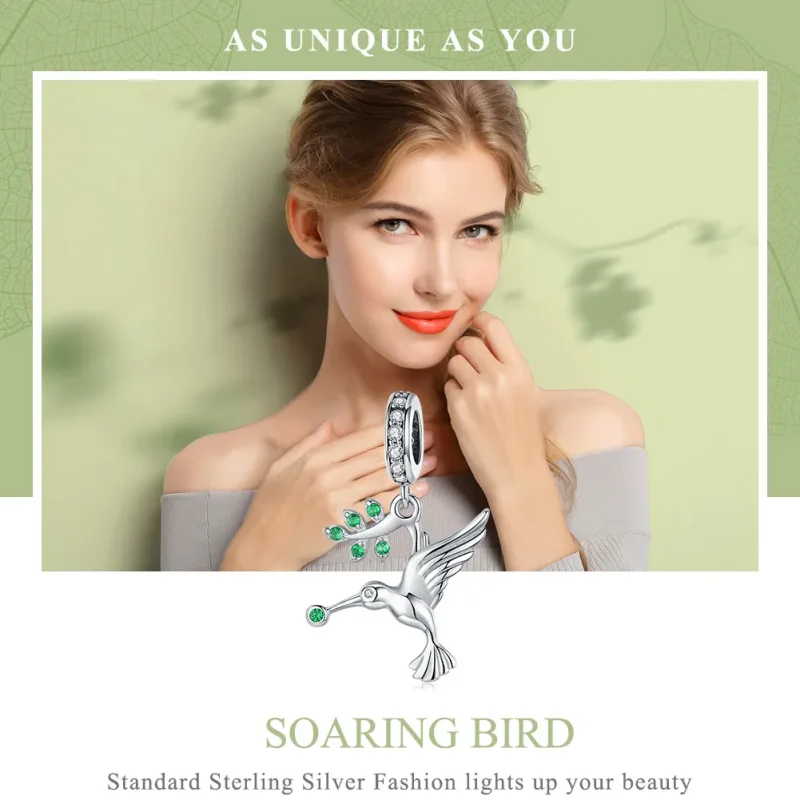 (image for) Pandora Style Silver Lovely Flying Birds Dangle - SCC982 - View 6