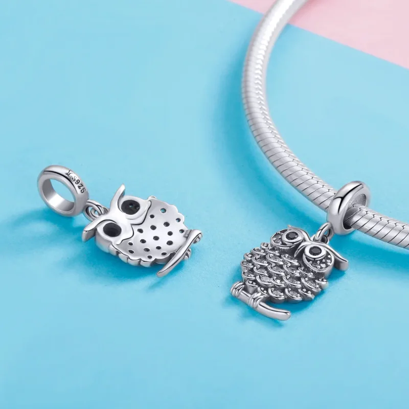 (image for) Pandora Style Silver Lovely Owl Dangle - SCC949 - View 4